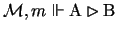 $\mathcal{M},m \Vdash \mathrm{A} \rhd \mathrm{B}$