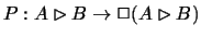 $P: A \rhd B \rightarrow \Box (A
\rhd B)$
